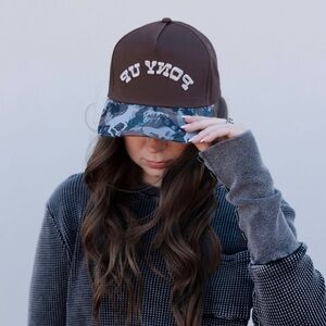 Brown and Blue Pony Up Hat